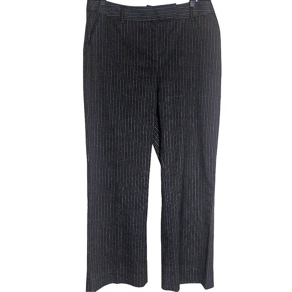 Alfani Pants - Alfani Dress Pants Women 8 Black Excellent Retro Pinstripe Wide Leg